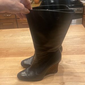 Sergio Rossi Beautiful black boots with animal print pony hair heel